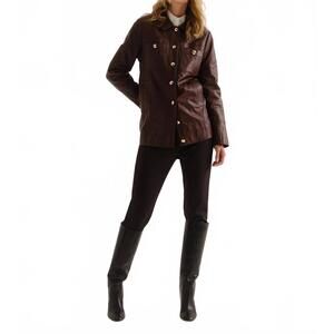 NEW CARTOLINA NANTUCKET winifred leather jacket in wine